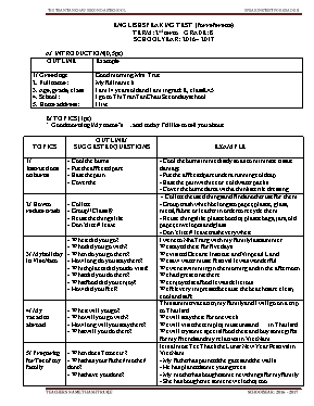 Đề kiểm tra nói học kì II Tiếng anh lớp 8 - Năm học 2016-2017 - Trường THCS Thị Trấn Tân Châu